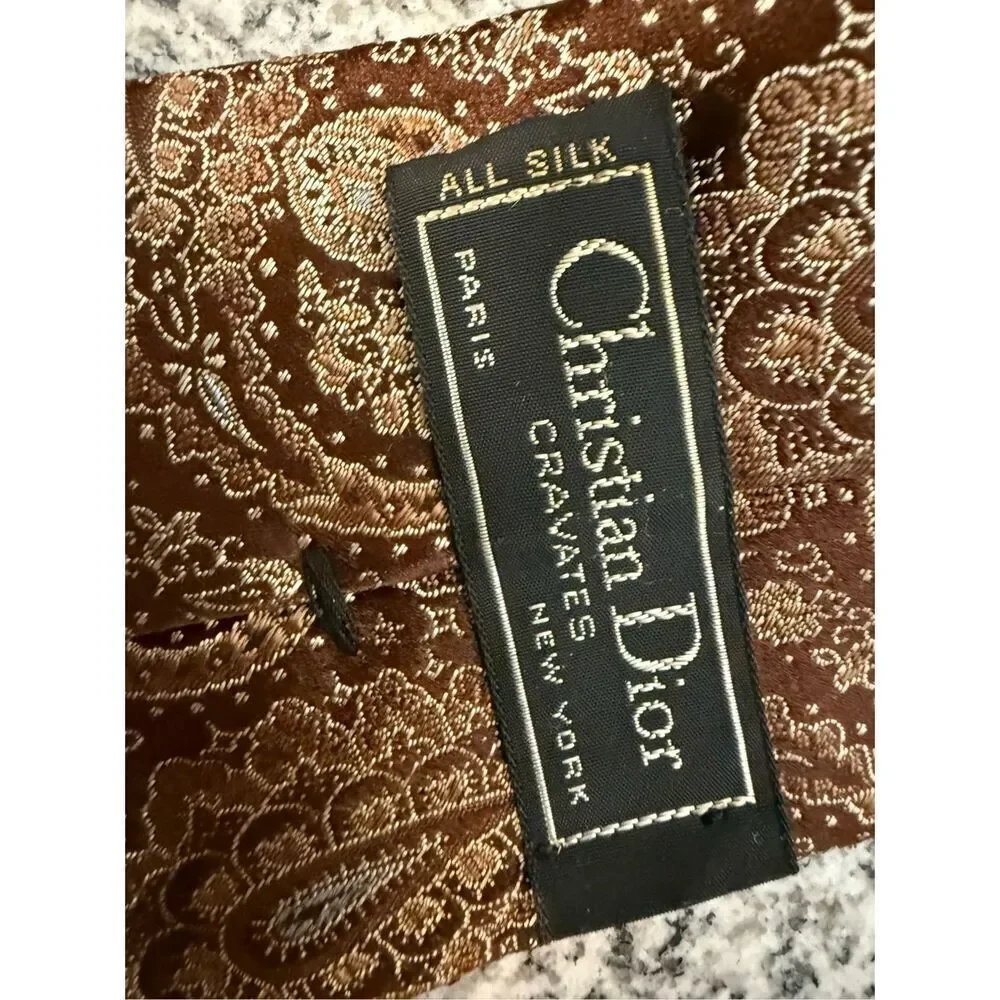 Vintage Christian Dior Cravates Paisley Silk Tie Neck Tie